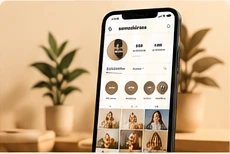 Perfil de Instagram de un proyecto mostrado en un teléfono